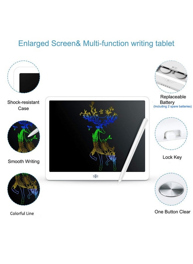 Proffisy LCD Writing Tablets, 15 Inch Colorful E-Writing Pad, Paperless MeMo E-Note Board for Kids Drawing, Learning, Portable Elecrtonic Handwriting Board for Home School Office (White) - Image 2