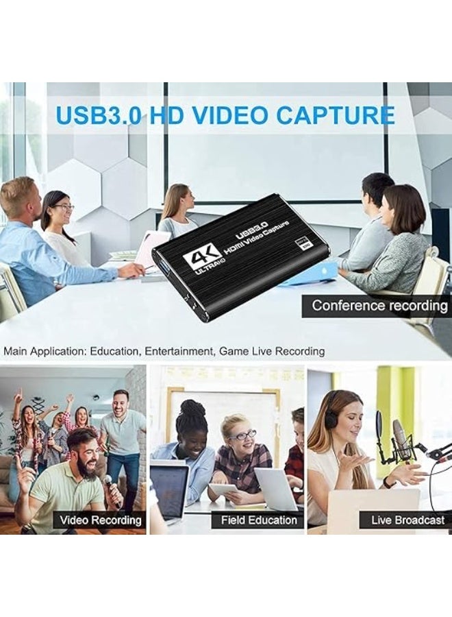 4K Video Capture Card, USB 3.0 1080P 60FPS Video and Audio Capture, Portable Video Converter for PS4, Xbox for Live Streaming, Broadcasting, and Teaching - Image 3