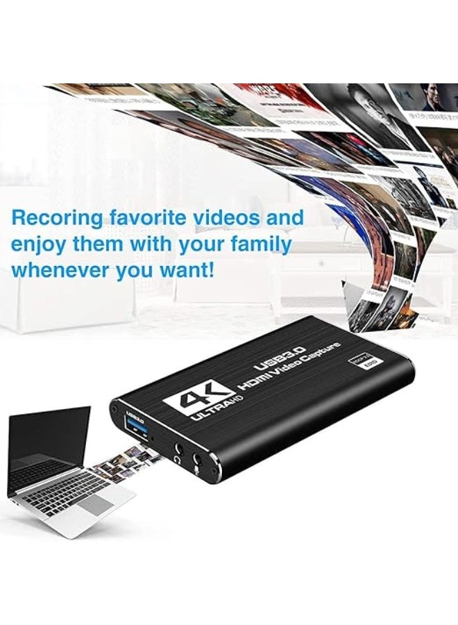 4K Video Capture Card, USB 3.0 1080P 60FPS Video and Audio Capture, Portable Video Converter for PS4, Xbox for Live Streaming, Broadcasting, and Teaching - Image 4