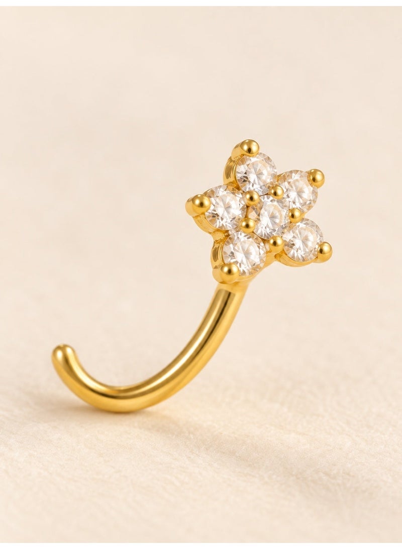 Ginora Gold-Tone Copper Non-Pierced Nose Ring with Floral Cubic Zirconia, Fashion Nose Jewelry for Women - Image 4