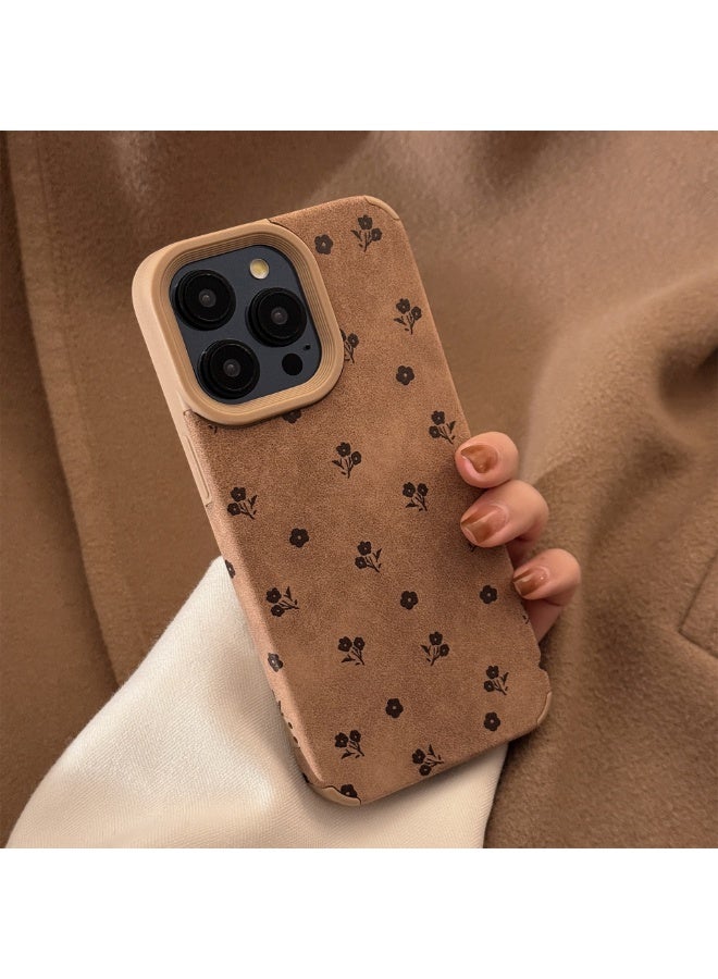 NIBEMINENT Small Floral Patterns Protective TPU Case Cover For iPhone 16 Pro Max, Khaki - Image 1