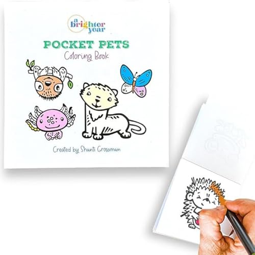 A Brighter Year Adult Mini Coloring Book – Premium Pocket Size 3”x 3” Travel Coloring Book, Thick No-Bleed Paper, 50 Pages, Lay Flat Binding, For Stress Relief, Mindfulness, Gift - Pocket Pets Edition - Image 1