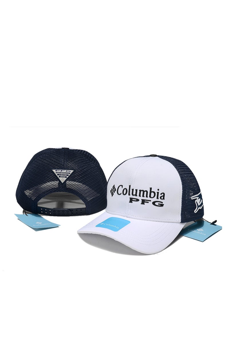 Columbia White & Navy Mesh Cap: PFG Brandin