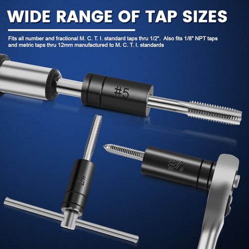 DikTalk 70500 Tap Socket Set, 8-Piece 1/4" & 3/8" Drive Taps Sockets Adapter for Socket Wrench Set Use, Fits All MCTI Taps Thru 1/2” & 1/8" NPT Tap - Image 3