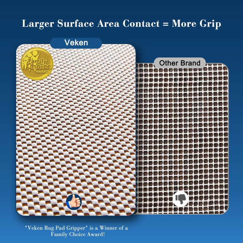 Veken 6x9 Ft Rug Pad Gripper for Hardwood Floors, Non Slip Rug Pads for Area Rugs, Thick Rug Grippers for Tile Floors, Under Carpet Anti Skid Mat, Keep Your Rugs Safe and in Place - Image 2