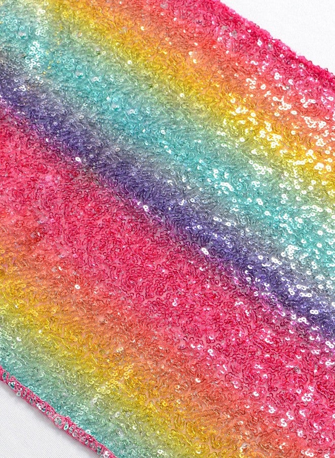 ShiDianYi Sequin Table Runner - Rainbow Glitter, 12''x72'', Wedding & Baby Shower, Round Table Runner for Party, Colorful (Rainbow, 12x72) - Image 1