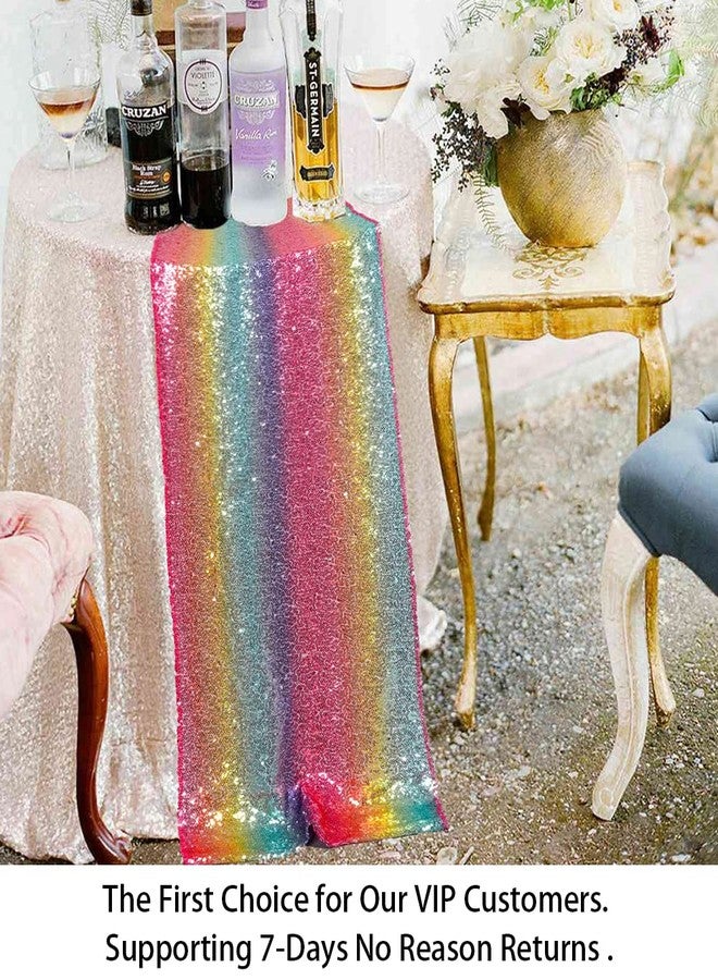 ShiDianYi Sequin Table Runner - Rainbow Glitter, 12''x72'', Wedding & Baby Shower, Round Table Runner for Party, Colorful (Rainbow, 12x72) - Image 5