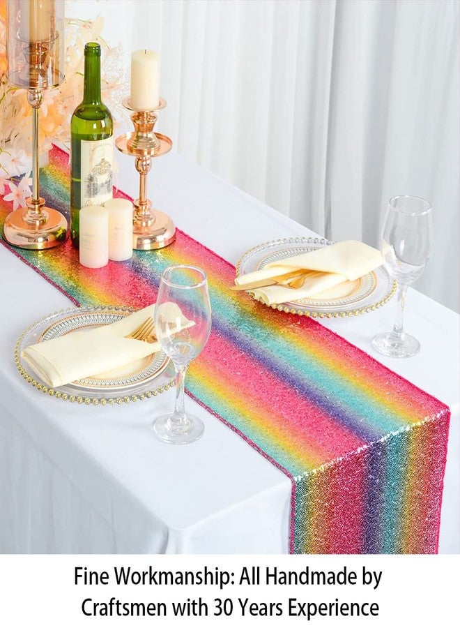 ShiDianYi Sequin Table Runner - Rainbow Glitter, 12''x72'', Wedding & Baby Shower, Round Table Runner for Party, Colorful (Rainbow, 12x72) - Image 3