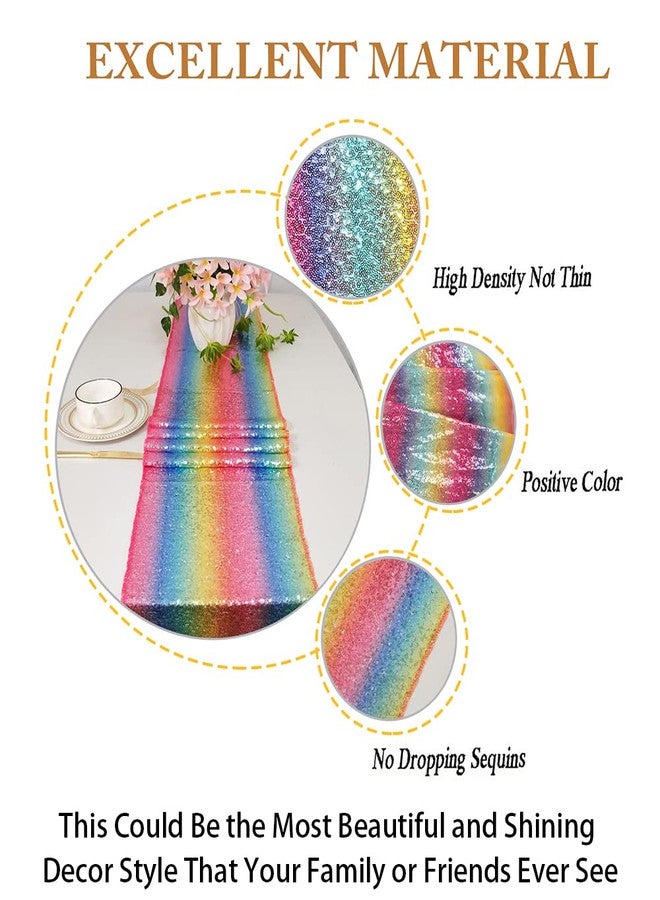 ShiDianYi Sequin Table Runner - Rainbow Glitter, 12''x72'', Wedding & Baby Shower, Round Table Runner for Party, Colorful (Rainbow, 12x72) - Image 4