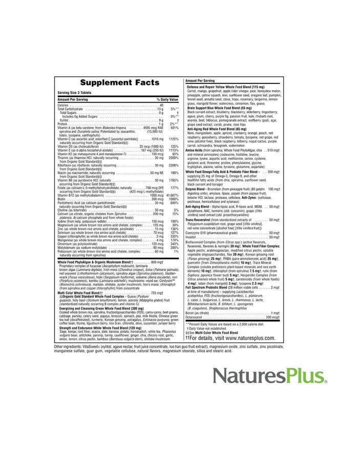 Natures Plus NaturesPlus Source of Life Gold Chewables - 90 Vegetarian Tablets - Tropical Fruit Flavor - Whole Food Multivitamin Supplement - Gluten Free - 30 Servings - Image 4