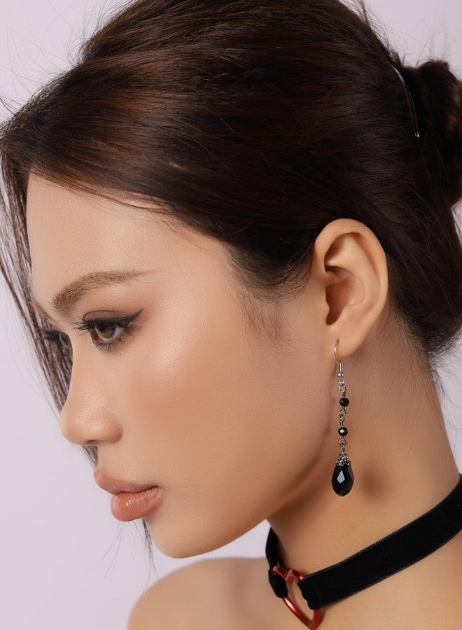Sacina Black Teardrop Dangle Earrings, Gothic Boho Vintage Earrings, Gothic Jewelry, Christmas Jewelry Gift for Women - Image 4