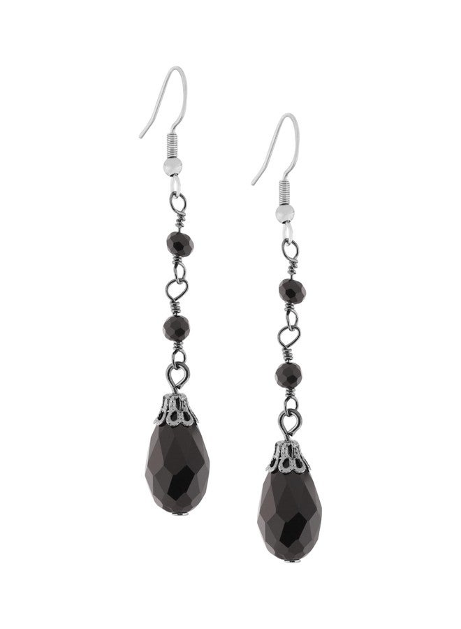 Sacina Black Teardrop Dangle Earrings, Gothic Boho Vintage Earrings, Gothic Jewelry, Christmas Jewelry Gift for Women - Image 1