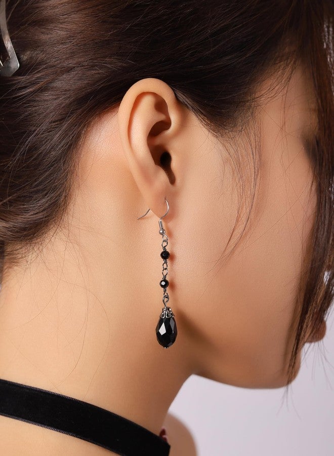 Sacina Black Teardrop Dangle Earrings, Gothic Boho Vintage Earrings, Gothic Jewelry, Christmas Jewelry Gift for Women - Image 2