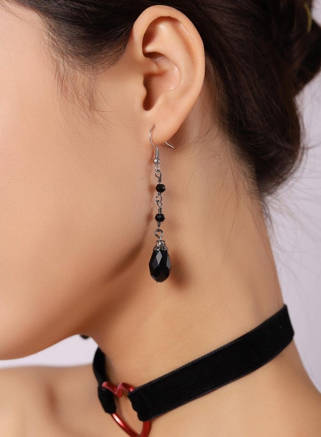Sacina Black Teardrop Dangle Earrings, Gothic Boho Vintage Earrings, Gothic Jewelry, Christmas Jewelry Gift for Women - Image 3