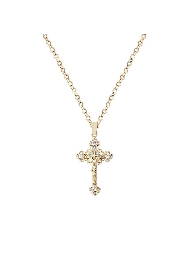 LLIYSOUN Cross Pendant Necklace for Women Jewelry Gold Cross Necklaces for Women Cross Necklace Minimalist Trendy Jewelry Valentines Day, Titanium Steel, Cubic Zirconia - Image 1