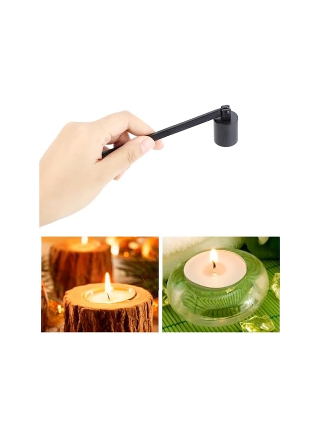 The Bros Stainless Steel Candle Snuffer Wick Dipper Oil Lamp Trim Trimmer Scissor Cutter Tool Hook(Black) - Image 3