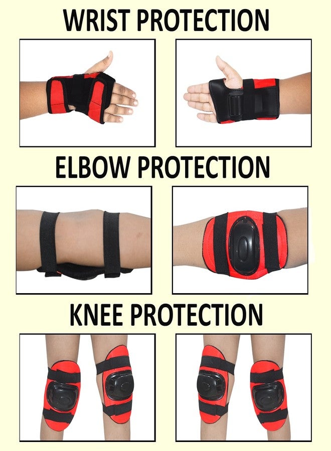 SWAURSAHA 3-in-1 Protective Knee, Elbow and Palm Safety Guard for Kids Roller Skating, Skate Board & Cycling Sports - Set of 6 Pcs (Medium (Above 8 Years), RED) - Image 2