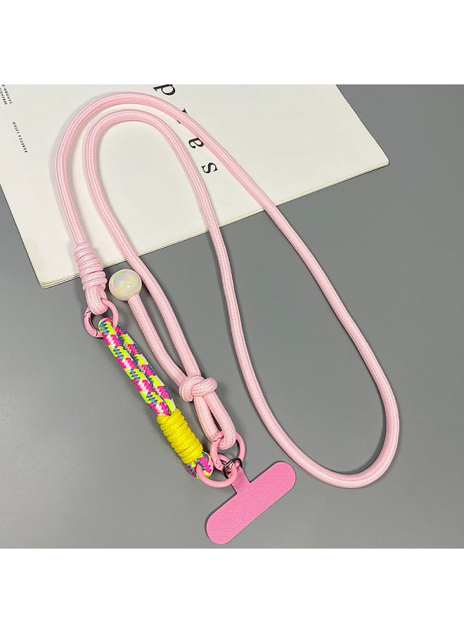 Color‑Block Woven Crossbody Phone Lanyard, Multi‑Functional Adjustable Anti‑Lost Anti‑Drop Long Phone Strap - Image 1
