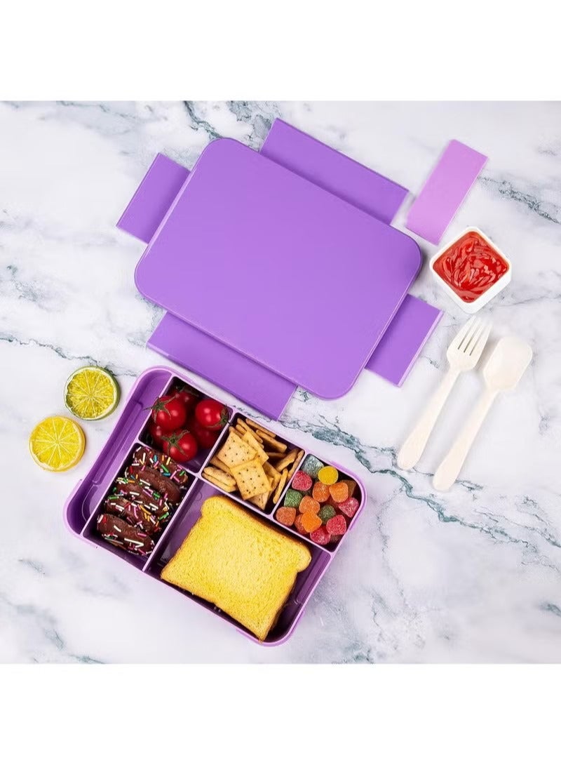 Bento Lunch Box for Kids, 1330ML Bento Box Adult Lunch Box with 6 Compartment, Leakproof Snack Boxes with Utensil Sauce Dressing Containers, Reusable On-the-Go Meal and Snack Packing(Purple)  - Image 4