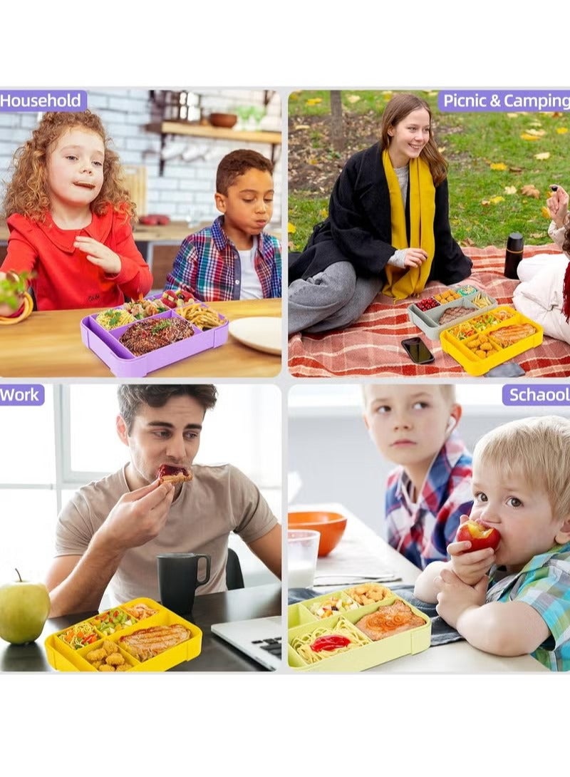 Bento Lunch Box for Kids, 1330ML Bento Box Adult Lunch Box with 6 Compartment, Leakproof Snack Boxes with Utensil Sauce Dressing Containers, Reusable On-the-Go Meal and Snack Packing(Purple)  - Image 5