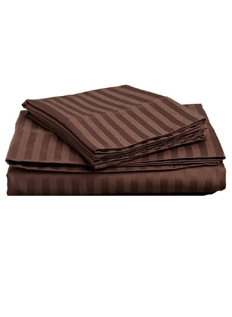 Blueberry Queen Size Stripe Bed Sheet Set 100% Cotton Premium Quality 180x200+20cm  - Image 1