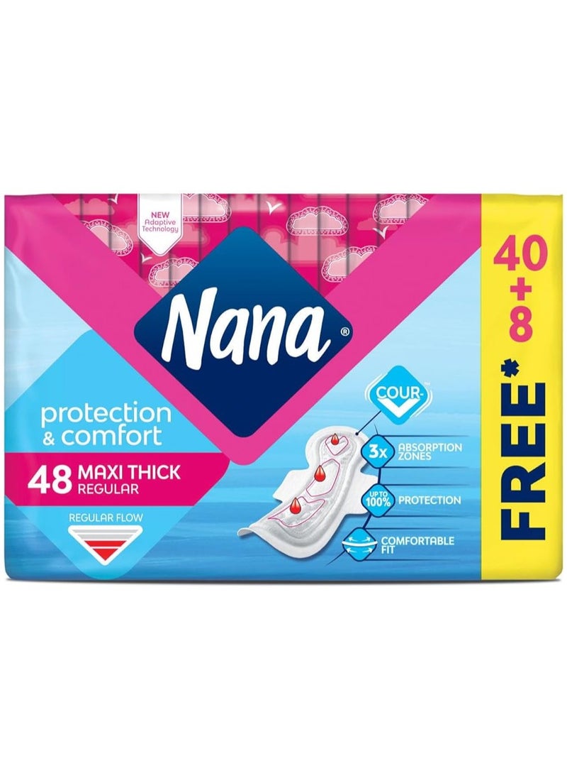 Nana 48 PC Maxi Normal Pads – With Secure Wings! 