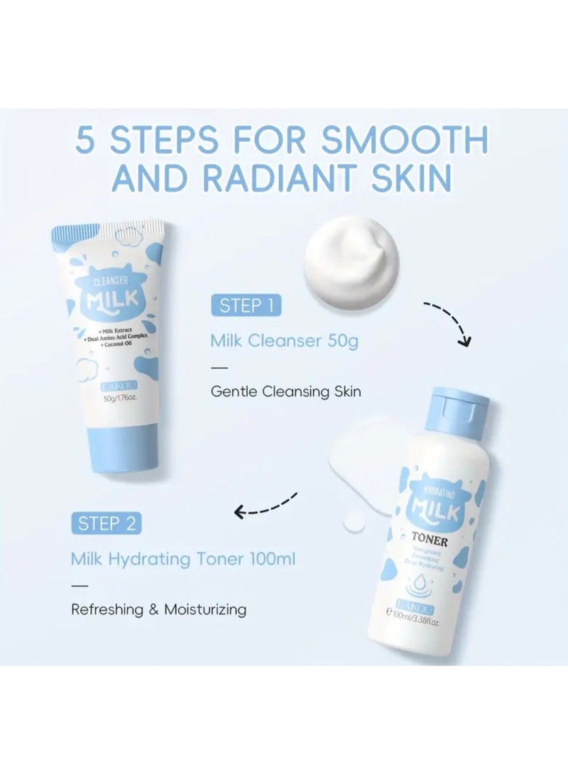 Laikou Nourishing Your Light Beige with Milk Skincare Set - Rich with Milk Extract, Niacinamide, Alpha-Arbutin, Vitamin E for Long Lasting Hydration. - Image 4