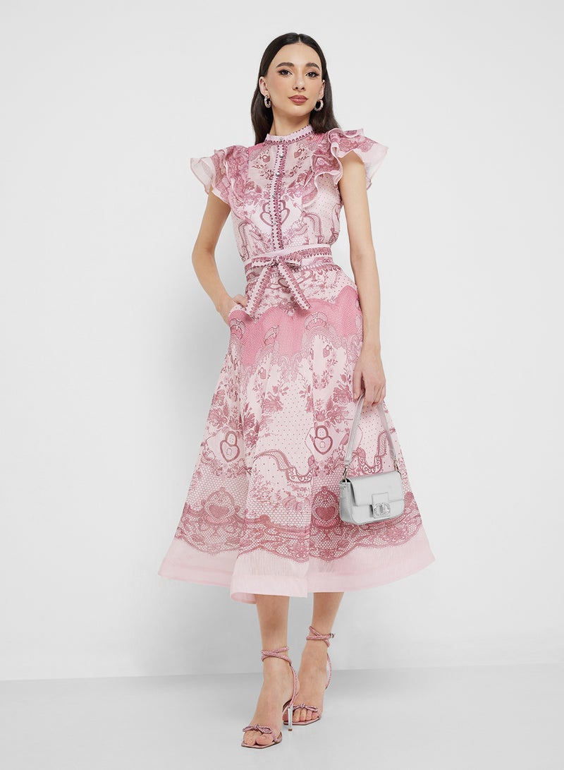 ايلا طقم بلوزة وتنورة بطبعة تجريدية - Image 1