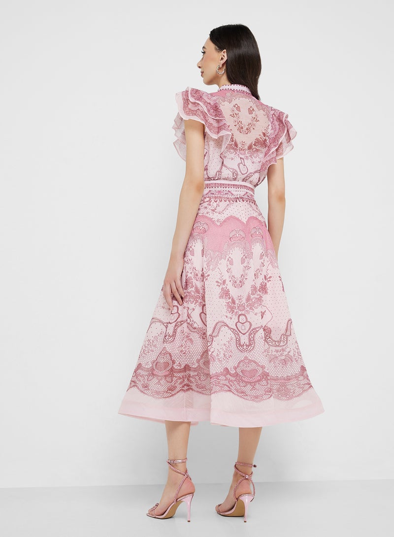 ايلا طقم بلوزة وتنورة بطبعة تجريدية - Image 2