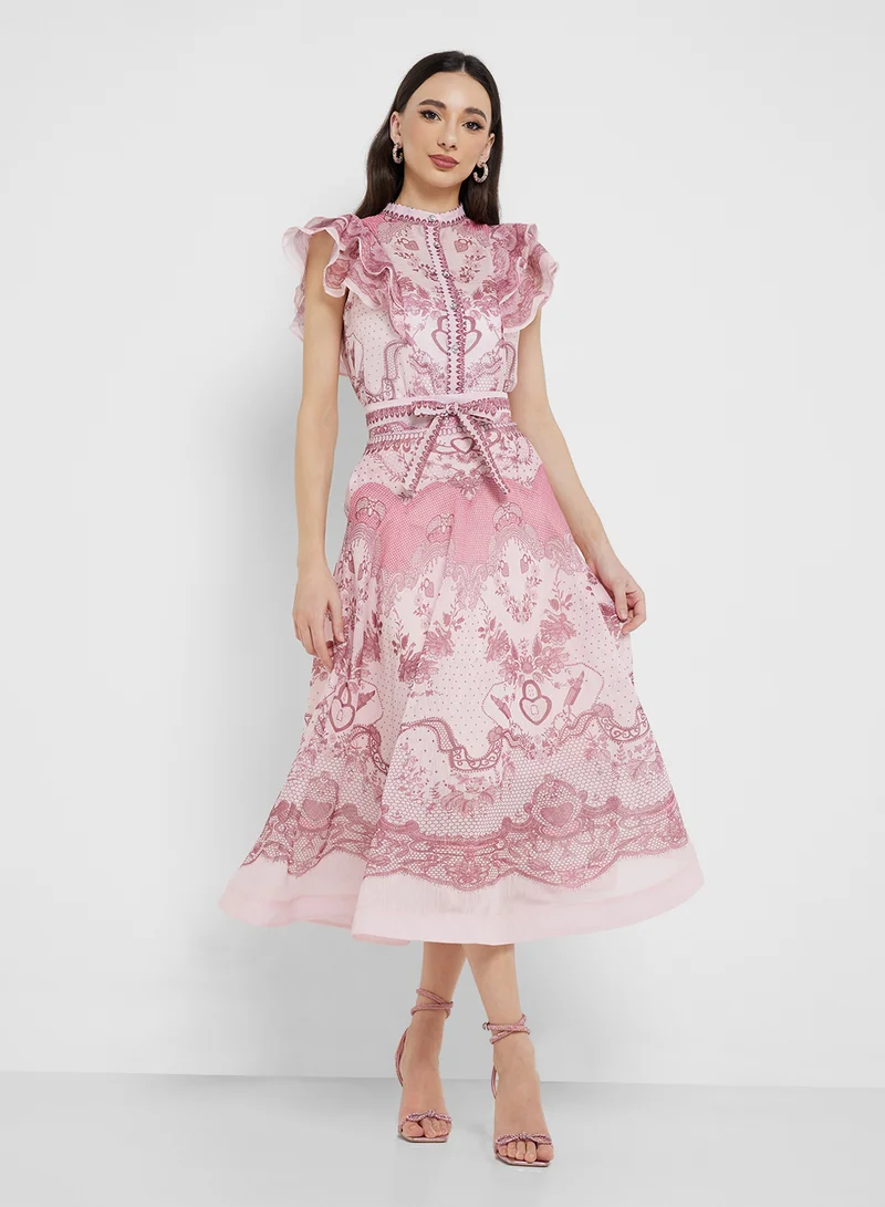 ELLA Abstract Print Top & Skirt Set