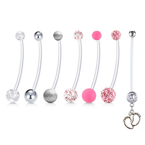 Mayhoop 14G Pregnancy Belly Button Rings Flexible Bioplast Sport Maternity Belly Navel Retainer Body Piercing 38mm 1 1/2" - Image 3