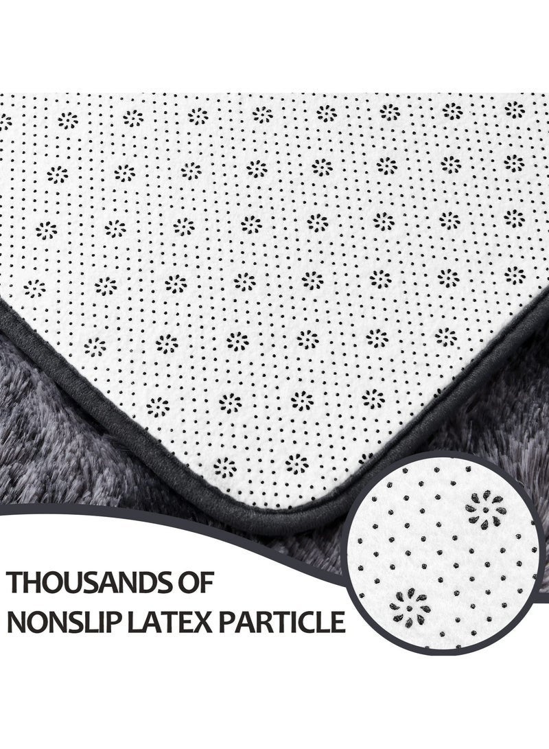 Aralifes Large Area Rugs for Living Room, Super Soft Fluffy Modern Bedroom Rug, Tie-Dyed Dark Grey Indoor Shag Fuzzy Carpets for Girls Kids Nursery Room Home Decor-Grey 160*200CM - Image 5