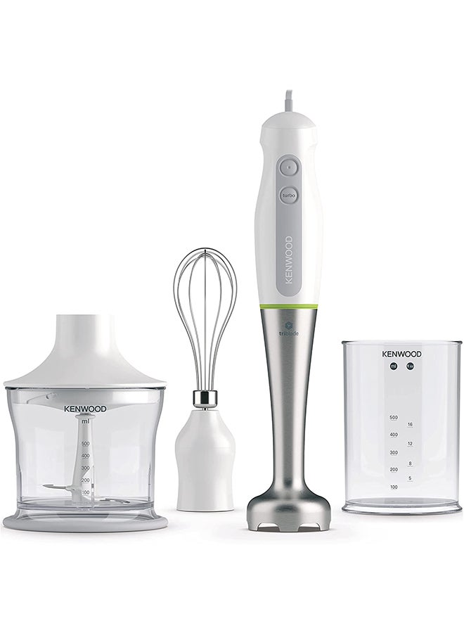 KENWOOD Hand Blender  With  Chopper,  Beaker, Whisk, Stainless Steel Wand, Triblade Technology HDP109WG Silver/White/Grey - Image 1