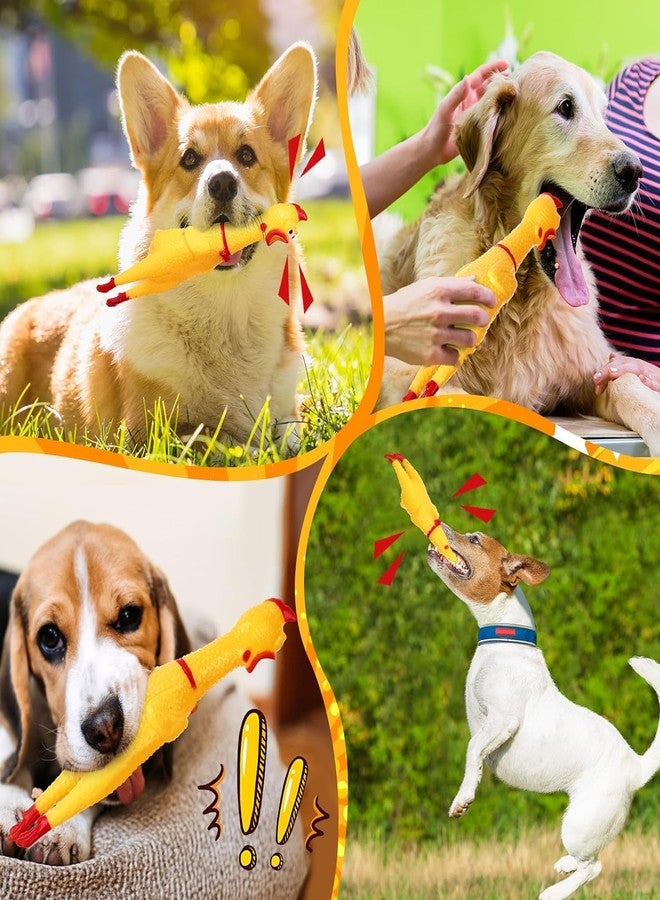 PETZLUV دجاجة مطاطية صفراء تصدر صوتاً من PETZLUV، لعبة دجاجة كبيرة للعب الأطفال والحيوانات الأليفة، لعبة تفاعلية للكلاب الصغيرة والمتوسطة الحجم والجراء الكبيرة (عبوة من 3 قطع) - Image 2