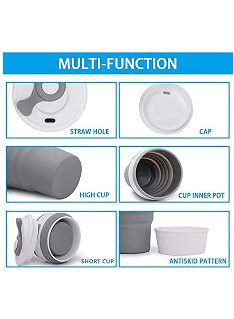 SYOSI Coffee Cup, Silicone Collapsible Cup, Eco-Friendly Travel Cup, Food Grade Silicone Cup, Portable Cup, Reusable Cups, Leak Proof Folding Cup for Outdoor Camping Hiking  - Image 2