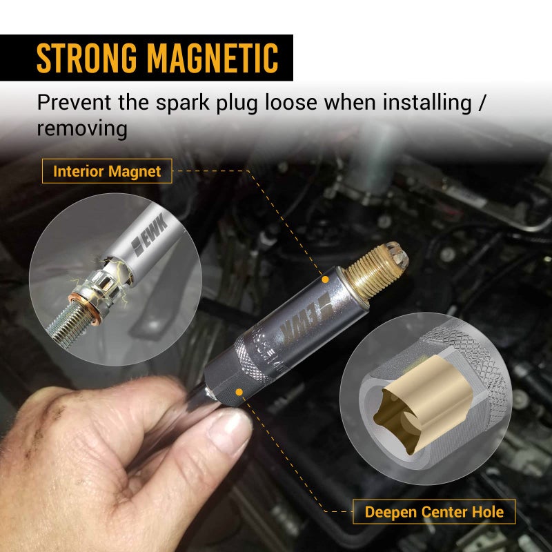 EWK 14mm 12 Point Thin Wall Magnetic Spark Plug Socket for BMW, Mini Cooper, Nissan, Infiniti - Image 4
