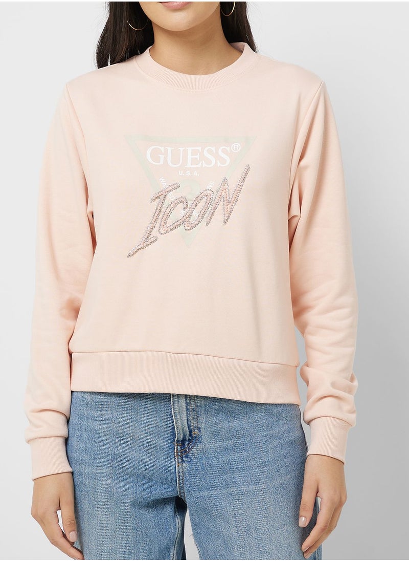 GUESS - Crew Neck Graphic Sweatshirt - Image 1