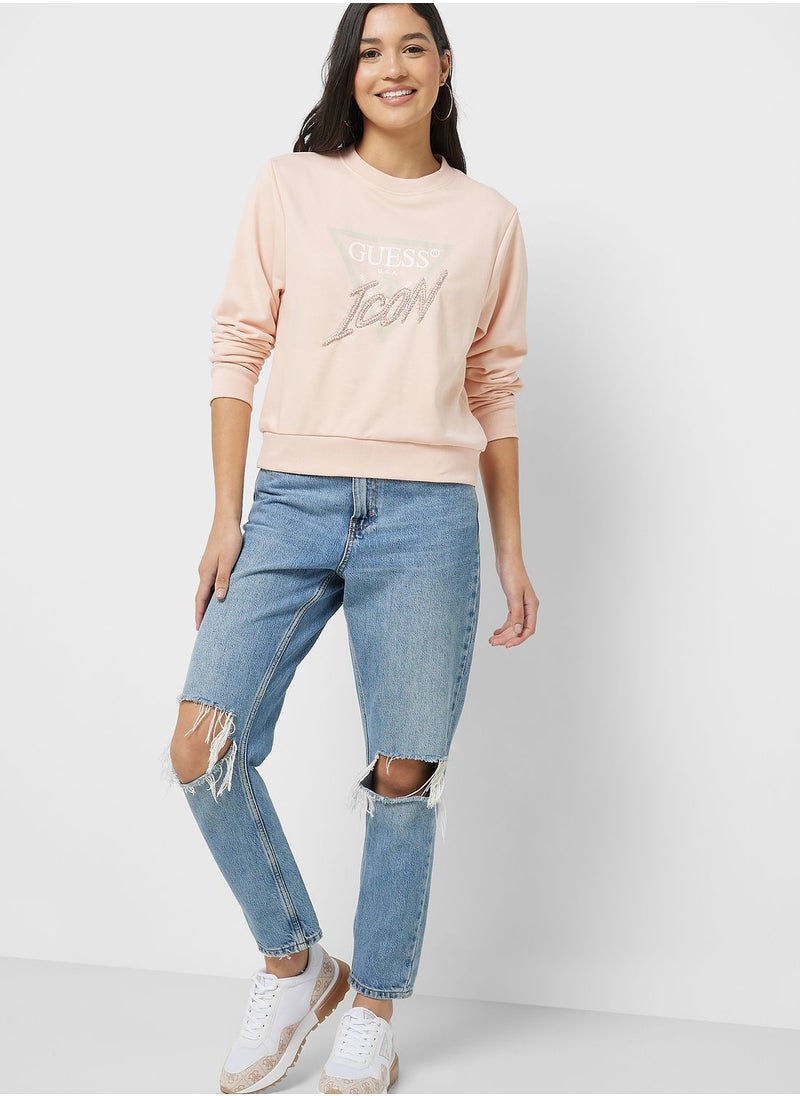 GUESS - Crew Neck Graphic Sweatshirt - Image 1