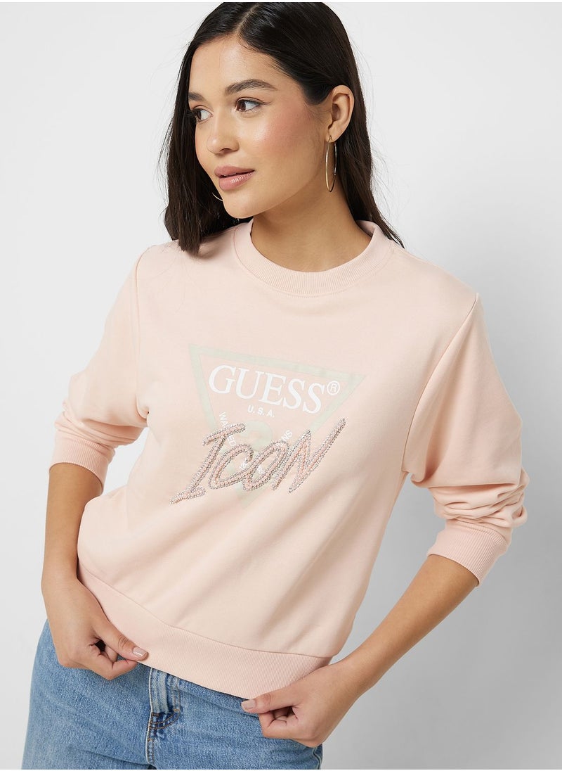 GUESS - Crew Neck Graphic Sweatshirt - Image 1