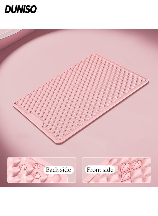 DUNISO Foot Massage Mat,Anti Slip Outdoor Foot Massage Acupressure Mat,Portable Multifunctional Silicone Reflexology Pad,for Standing Desk, Home, Office,Pink - Image 1