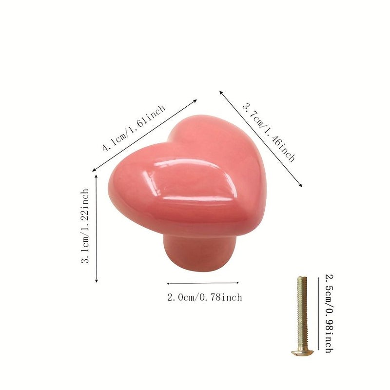 Light Yellow 12 Pieces Ceramic Heart Shaped Cabinet Knobs Drawer Pulls for Kitchen Dressing Table Wardrobe Closet Cupboard Hardware - Image 3