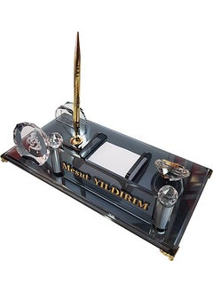 Mert Kristal Personalized Desk Nameplate Desktop Nameplate - Office - Official Gift M554 Dua Gold  - Image 2