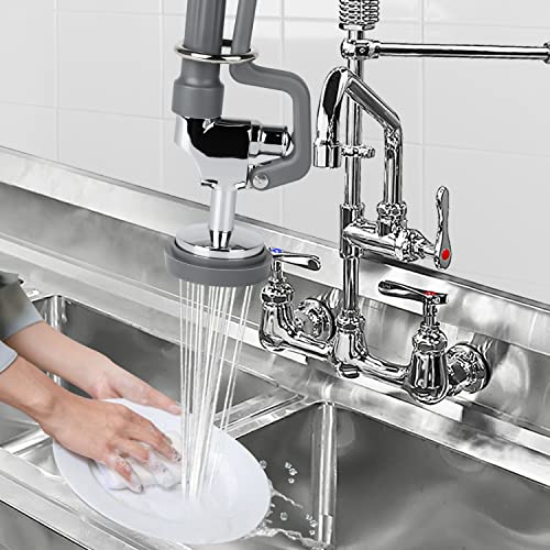 KWODE Pre-Rinse Spray Valve Replacement Head for Commercial Kitchen Faucet 1.42GPM Commercial Sink Sprayer High Pressure Dishwasher Sprayer Nozzle with Hand Grip Assembly (Grey) - Image 2