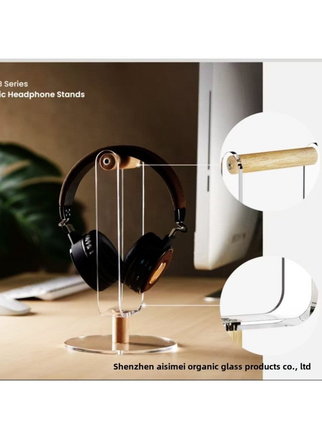 Retail Desktop Headset Stand Acrylic Wooden Stick Removable Headset Storage Rack Patented-Color:White-Style:U Shape - Image 1