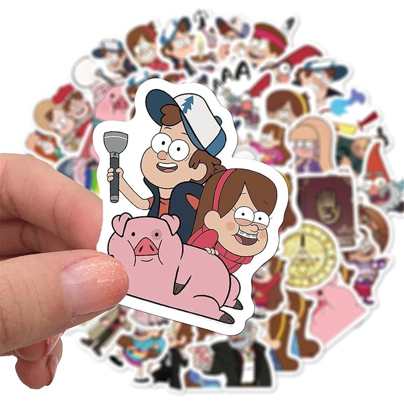 LHST 50Pcs Gravity Falls Stickers Pack Waterproof Sticker Cartoon Film Decals for Water Bottle,Laptop,Phone,Skateboard,Scrapbooking,Bumper Gifts for Kids Teens Adults for Party Supply Favor (Gravity Falls) - Image 2