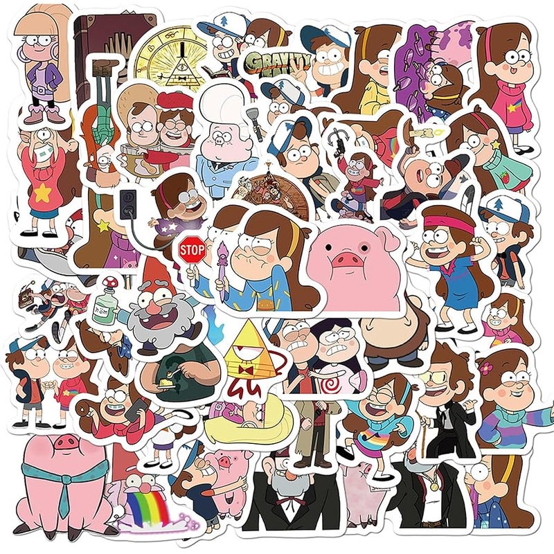 LHST 50Pcs Gravity Falls Stickers Pack Waterproof Sticker Cartoon Film Decals for Water Bottle,Laptop,Phone,Skateboard,Scrapbooking,Bumper Gifts for Kids Teens Adults for Party Supply Favor (Gravity Falls) - Image 1