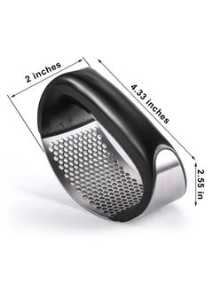 ECVV ECVV Garlic Press Rocker, Stainless Steel Garlic Mincer Crusher Professional Kitchen Gadgets Garlic Chopper with Ergonomic Handle, Silicone Garlic Peeler  - Image 2