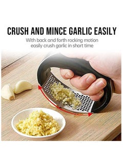 ECVV ECVV Garlic Press Rocker, Stainless Steel Garlic Mincer Crusher Professional Kitchen Gadgets Garlic Chopper with Ergonomic Handle, Silicone Garlic Peeler  - Image 3