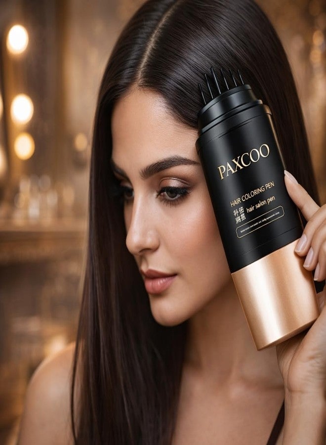 باكسكو قلم صبغة الشعر PAXCOO، لون شعر مقاوم للماء والعرق، فرشاة صبغة الشعر، قلم تلوين الشعر الفوري للبالغين من الرجال والنساء، للاستخدام المنزلي والسفر | أسود | - Image 4
