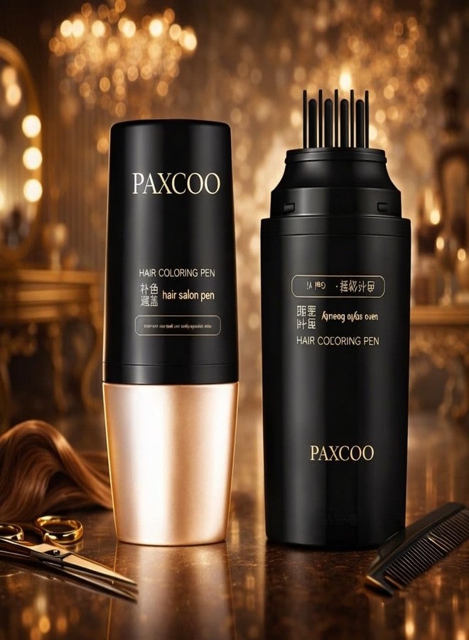 باكسكو قلم صبغة الشعر PAXCOO، لون شعر مقاوم للماء والعرق، فرشاة صبغة الشعر، قلم تلوين الشعر الفوري للبالغين من الرجال والنساء، للاستخدام المنزلي والسفر | أسود | - Image 5